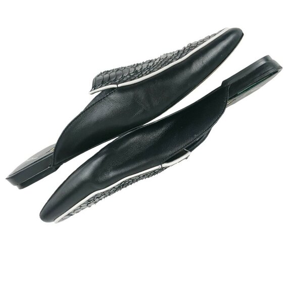 BRIAN ATWOOD Sonja Mules Black Pointed Toe Embossed Leahter Size 6.5 - Picture 6 of 10